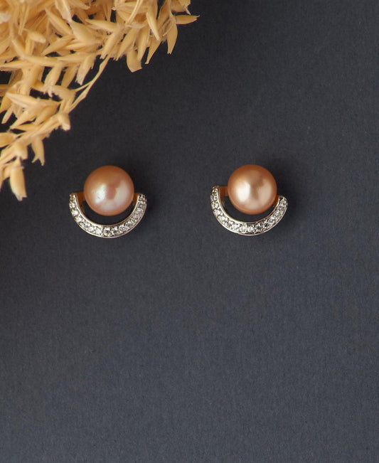 Classy Pink Stud Pearl Earring - Chandrani Pearls