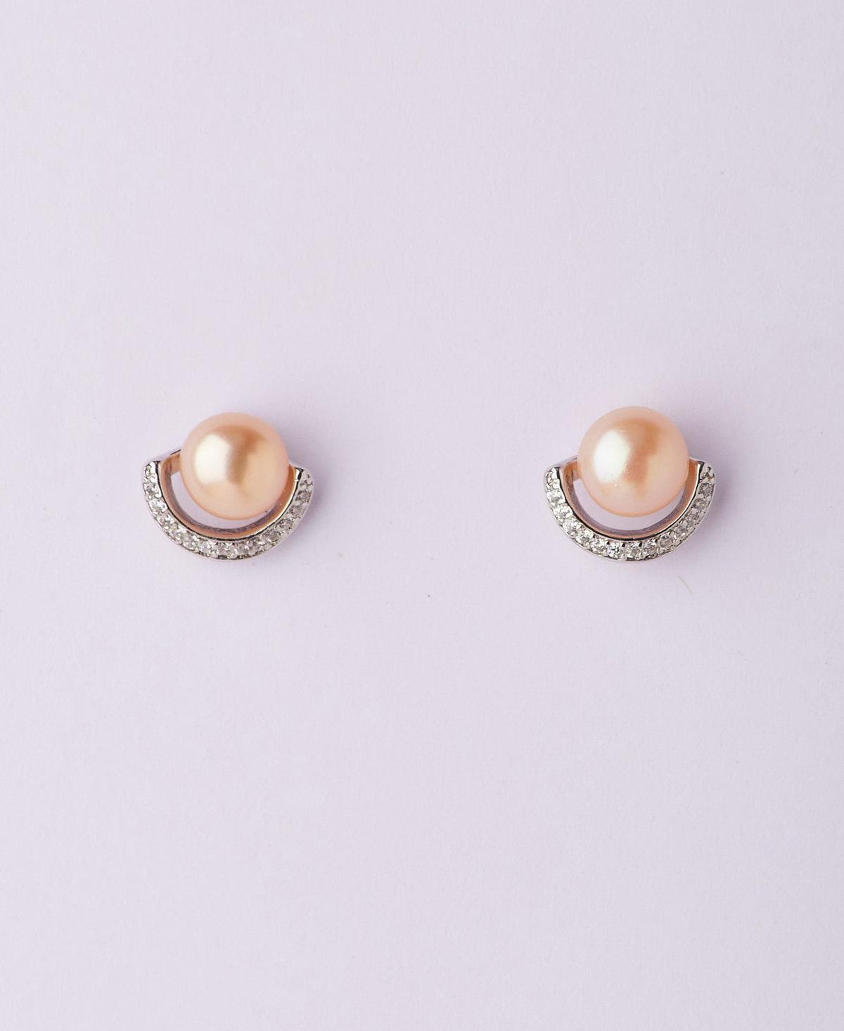 Classy Pink Stud Pearl Earring - Chandrani Pearls