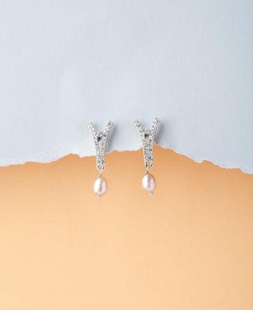 Classy White Hang Earrings - Chandrani Pearls