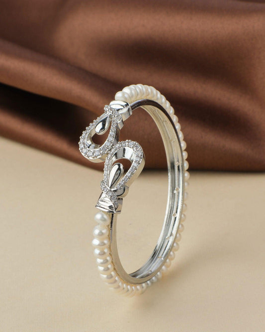 Classy White Pearl Bangle - Chandrani Pearls