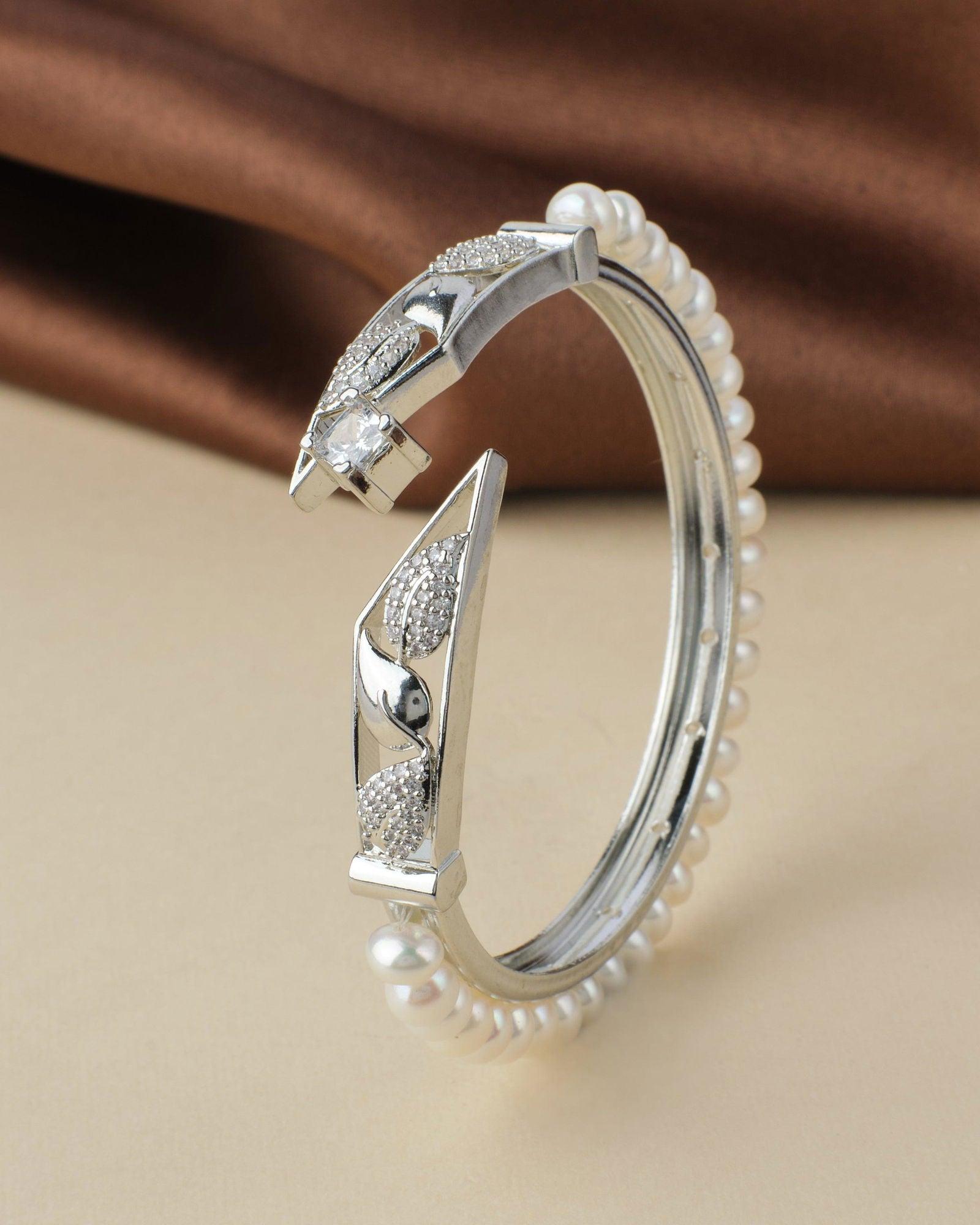 Classy White Pearl Bangle - Chandrani Pearls