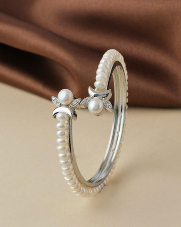 Classy White Pearl Bangle - Chandrani Pearls