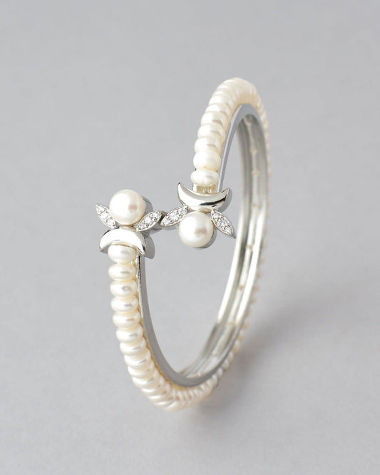 Classy White Pearl Bangle - Chandrani Pearls