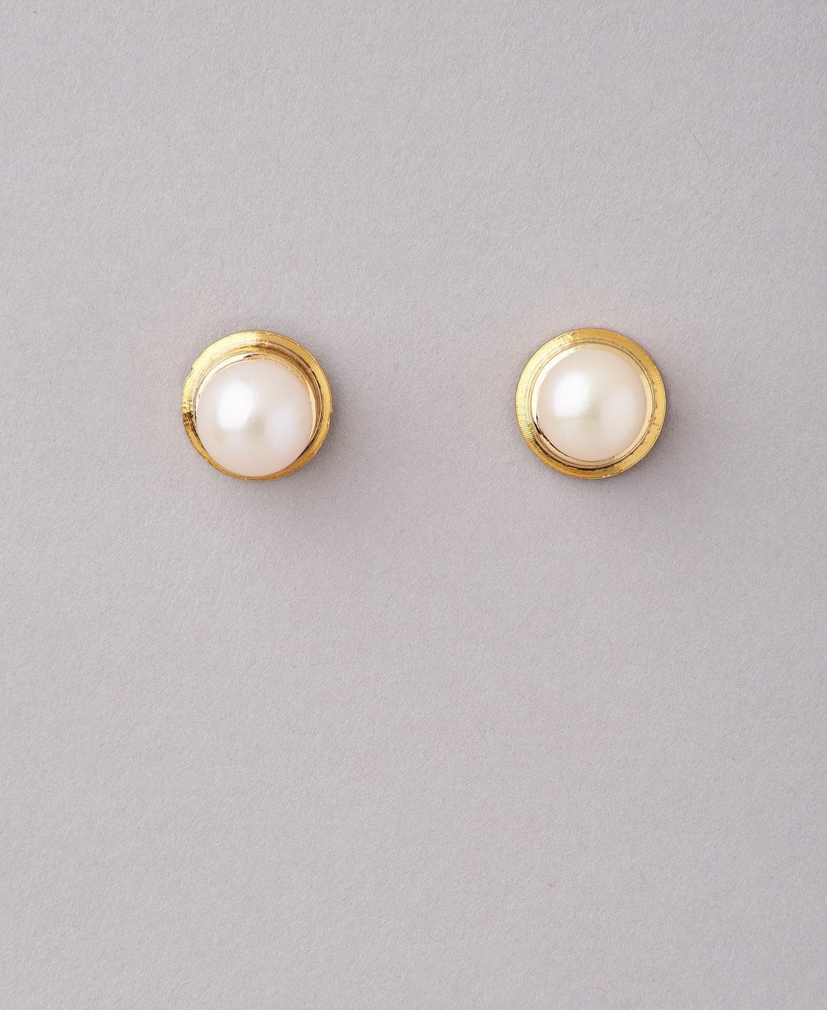 Classy White Pearl Stud Earring - Chandrani Pearls
