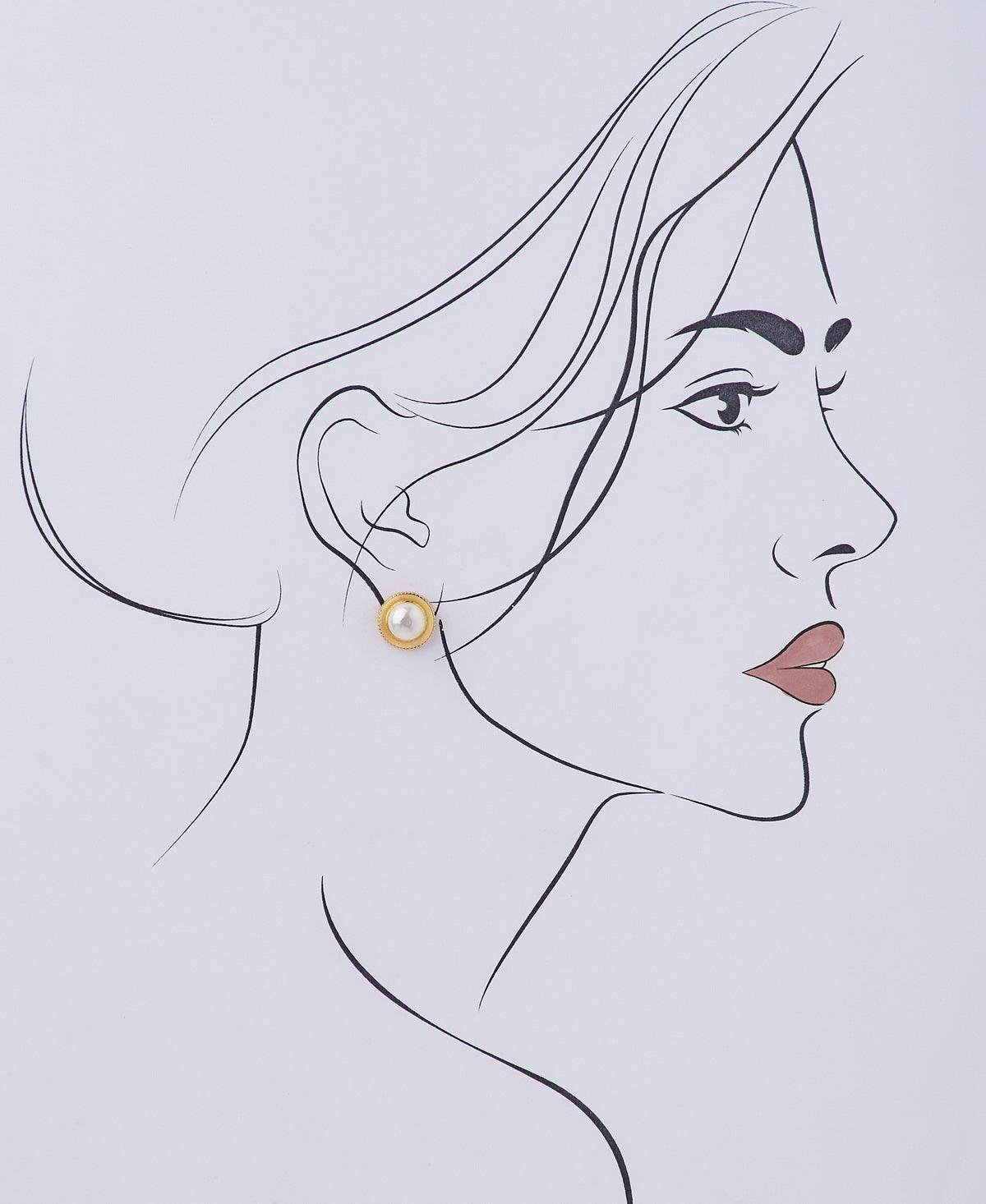 Classy White Pearl Stud Earring - Chandrani Pearls