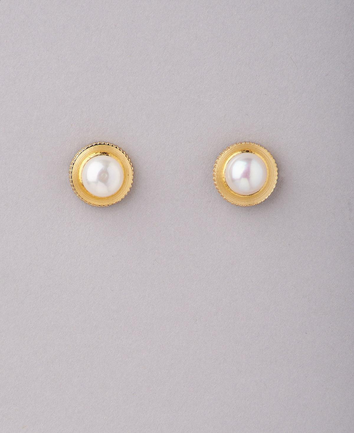 Classy White Pearl Stud Earring - Chandrani Pearls