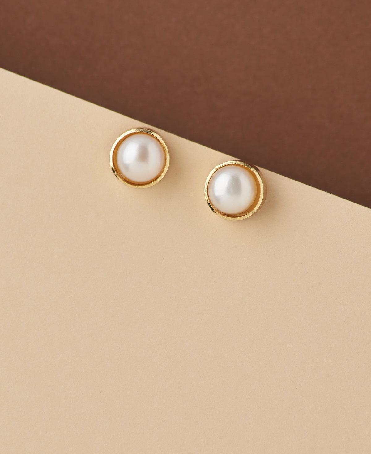 Classy White Pearl Stud Earring - Chandrani Pearls