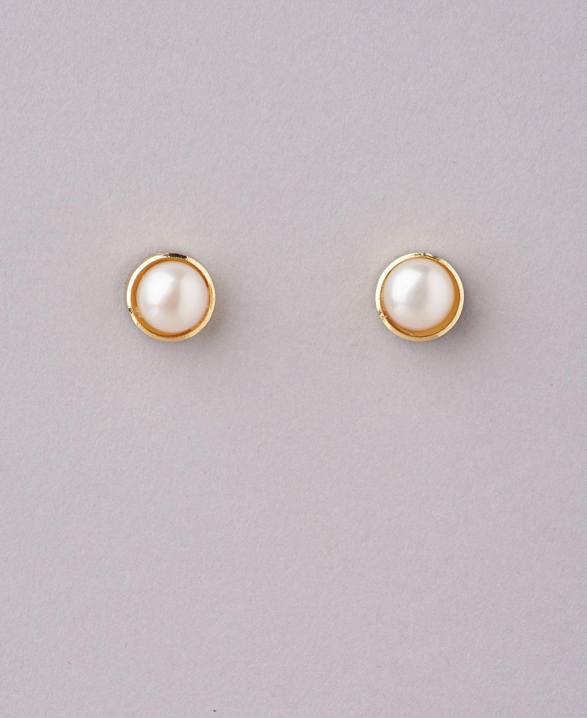 Classy White Pearl Stud Earring - Chandrani Pearls