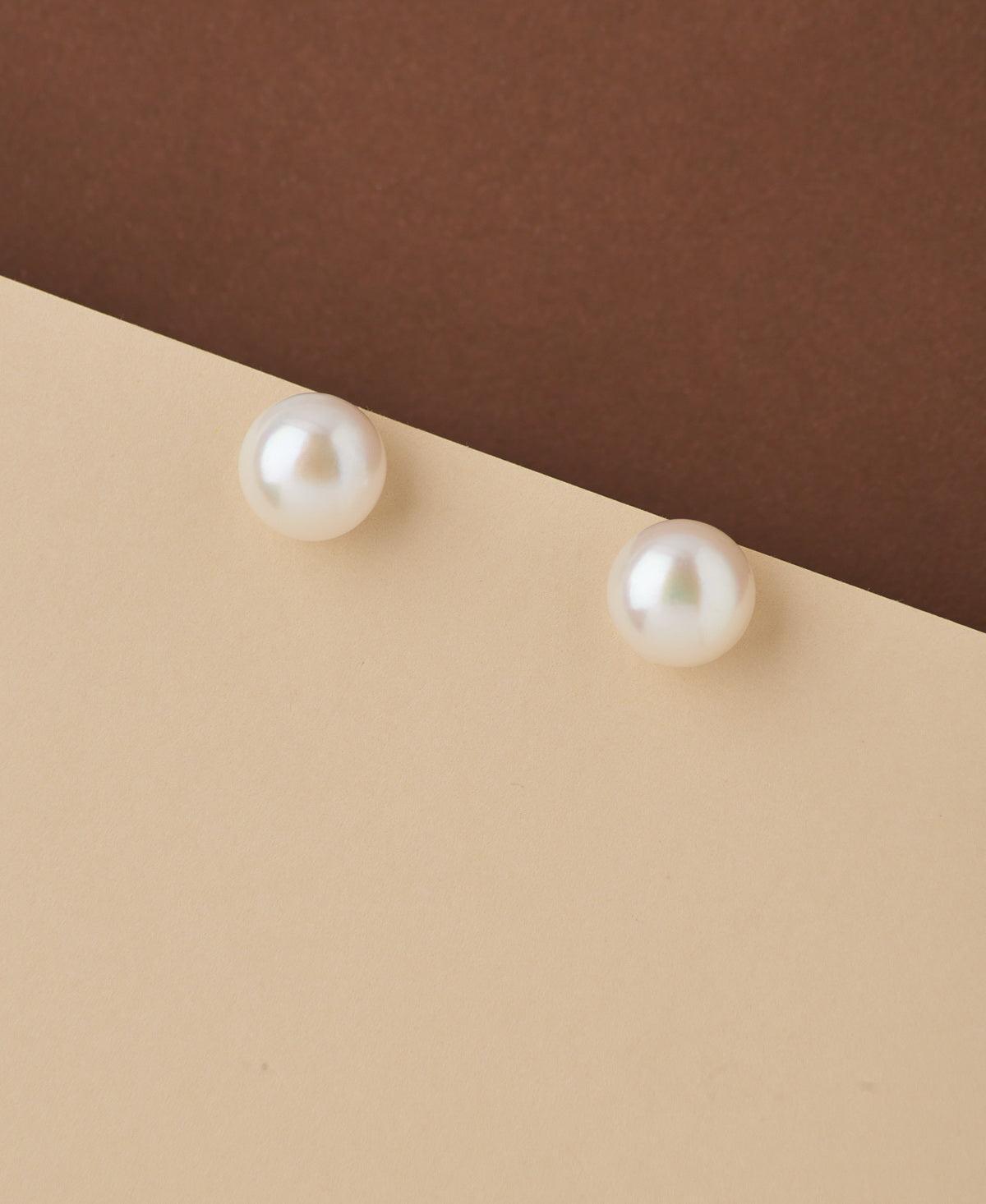 Classy White Pearl Stud Earring - Chandrani Pearls