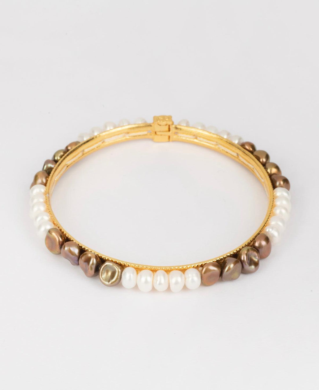 Classy White and Brown Pearl Bangle - Chandrani Pearls