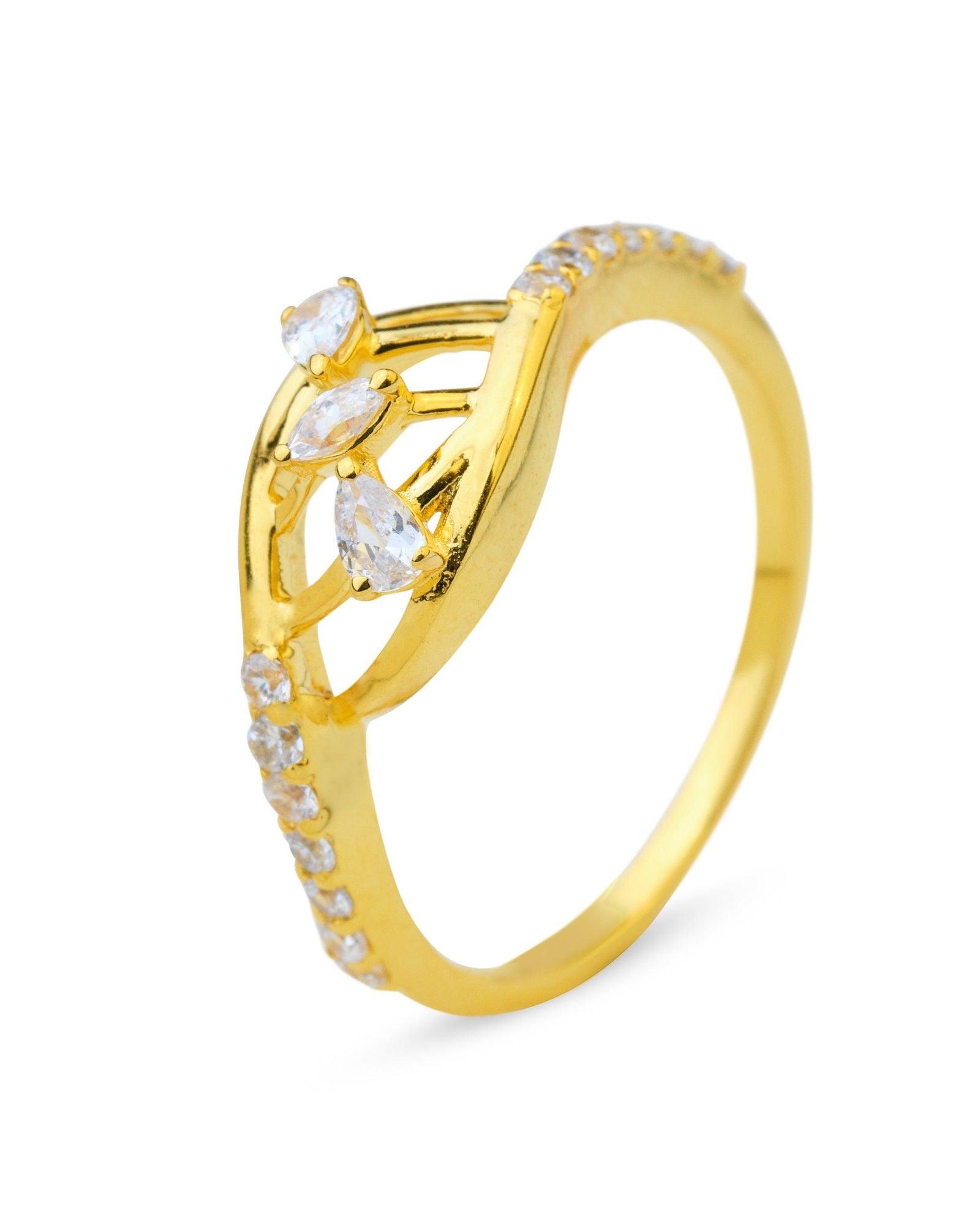 Curl Cluster 18Kt Gold & Diamond Ring - Chandrani Pearls