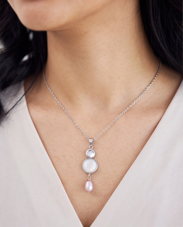 Enamel Disc & Teardrop Pearl Gold-Plated Jewellery Set