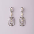 Dainty Stone Studded Rhodium Stylish Earring - Chandrani Pearls