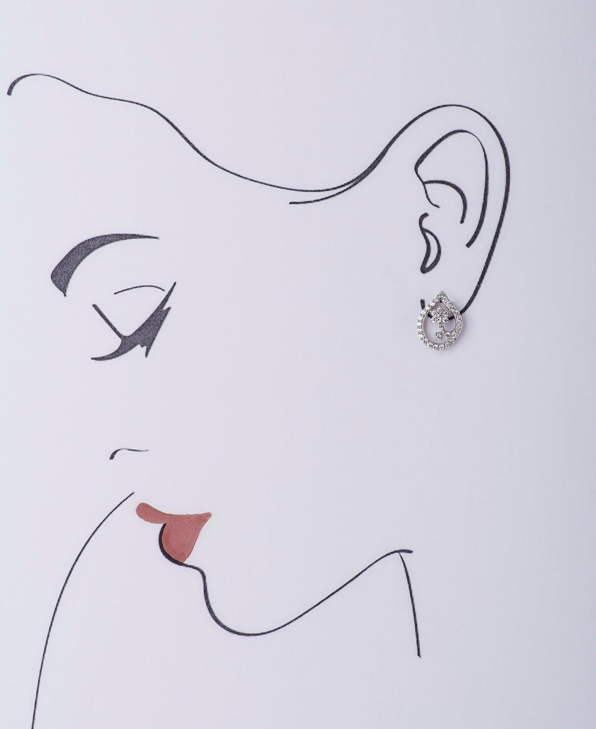 Dainty Stone Studded Silver Flower Earrings - Chandrani Pearls