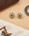 Deep Green Black Sun Spokes Ear Studs - Chandrani Pearls