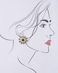 Deep Green Black Sun Spokes Ear Studs - Chandrani Pearls