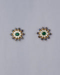 Deep Green Black Sun Spokes Ear Studs - Chandrani Pearls