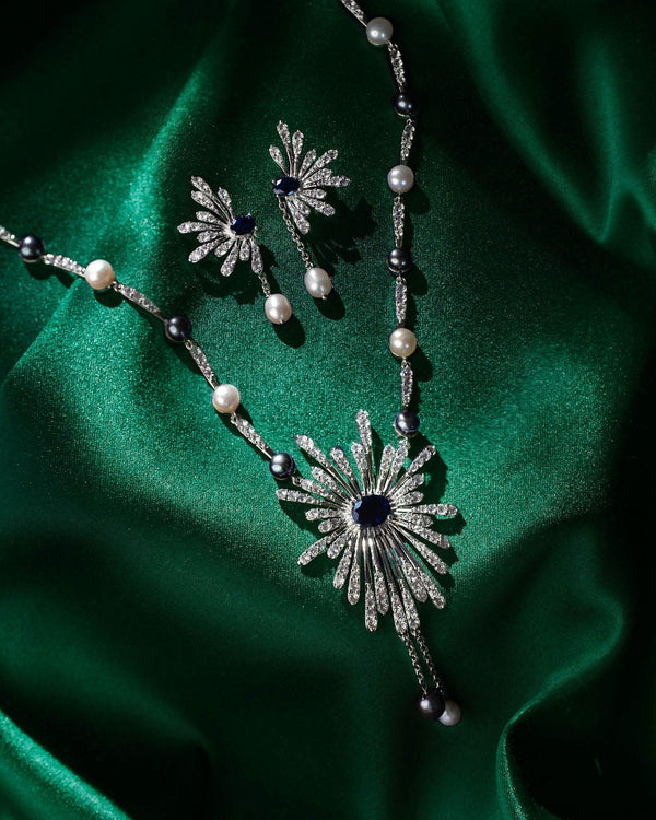 Deepa's Celestial Elegance Necklace Set - Chandrani Pearls