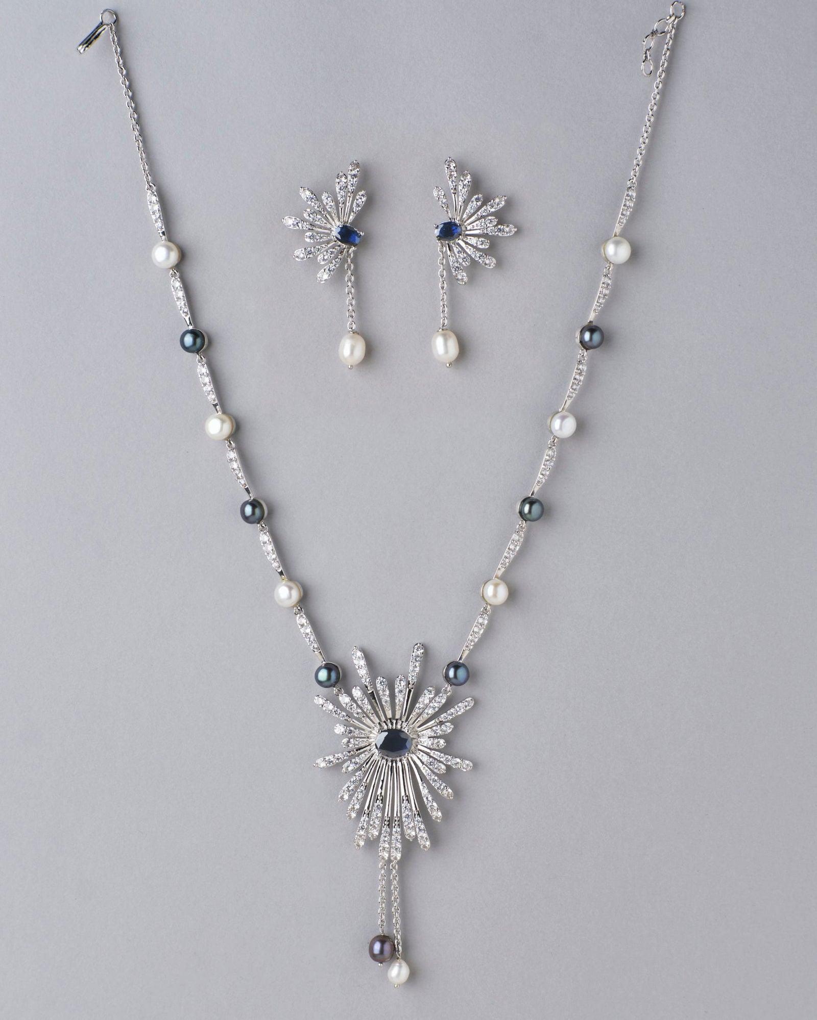 Deepa's Celestial Elegance Necklace Set - Chandrani Pearls