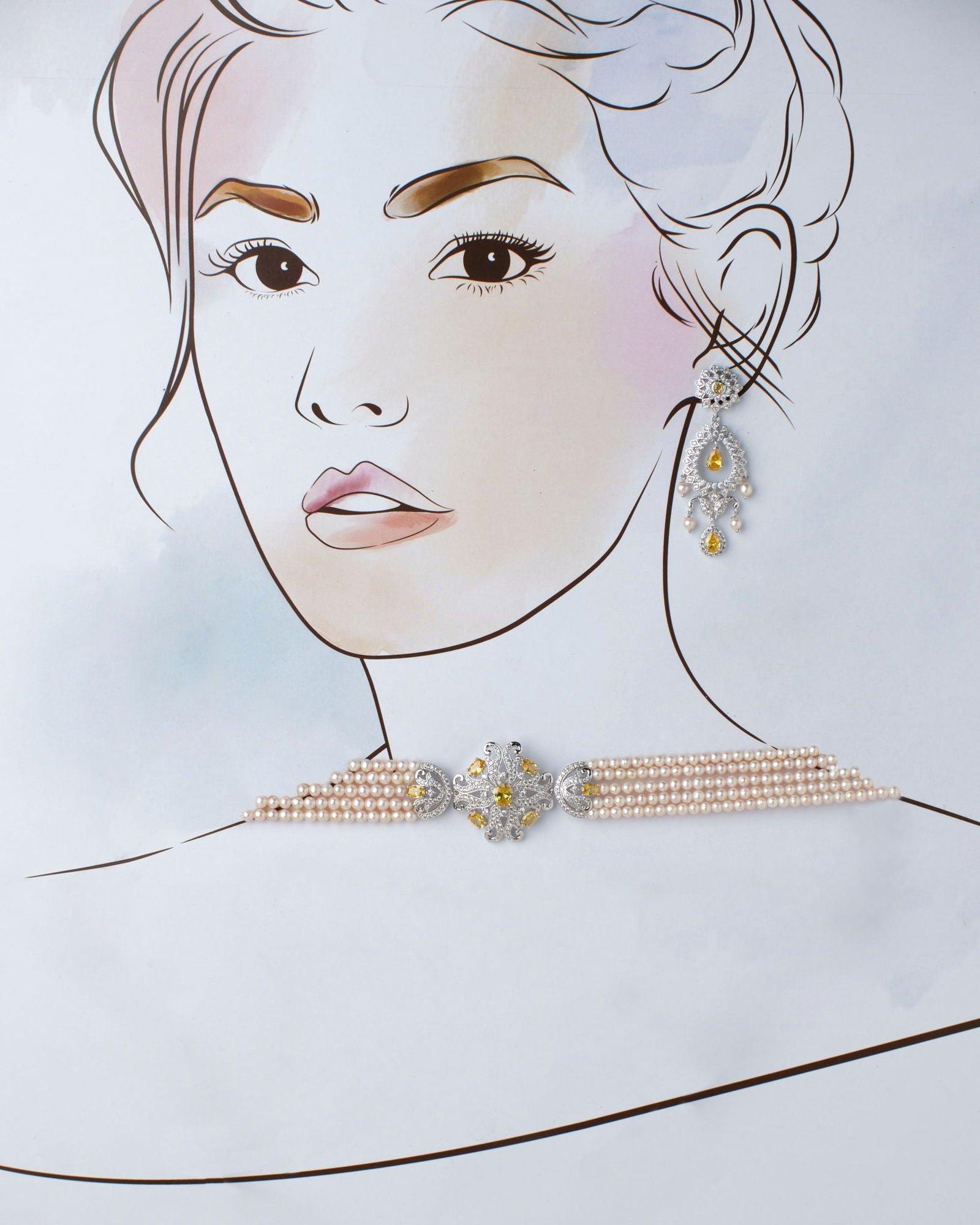 Deepa's Regal Flair Necklace Set - Chandrani Pearls