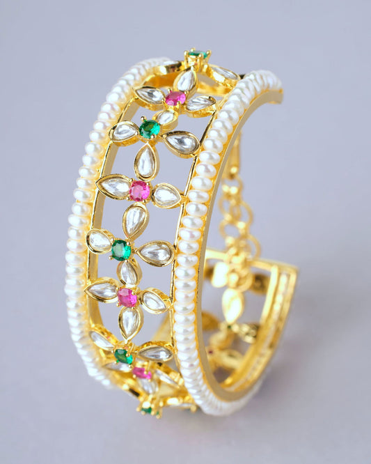 Delicate Floral Pearl Bangle - Chandrani Pearls