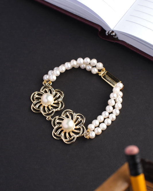 Delicate Floral Pearl Bracelet - Chandrani Pearls