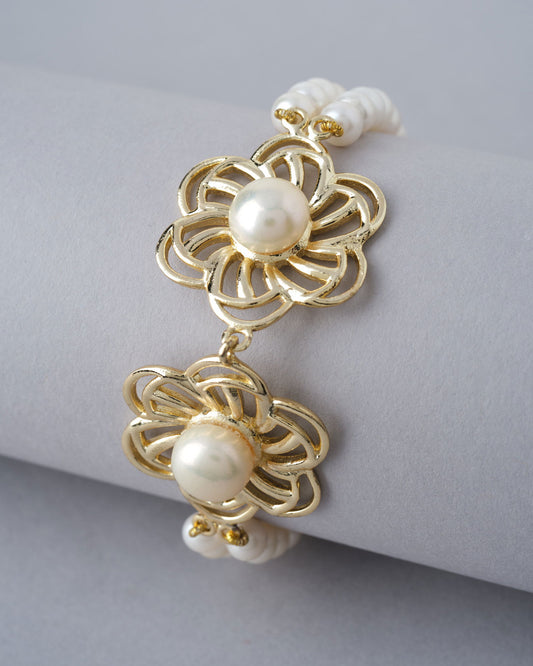 Delicate Floral Pearl Bracelet - Chandrani Pearls