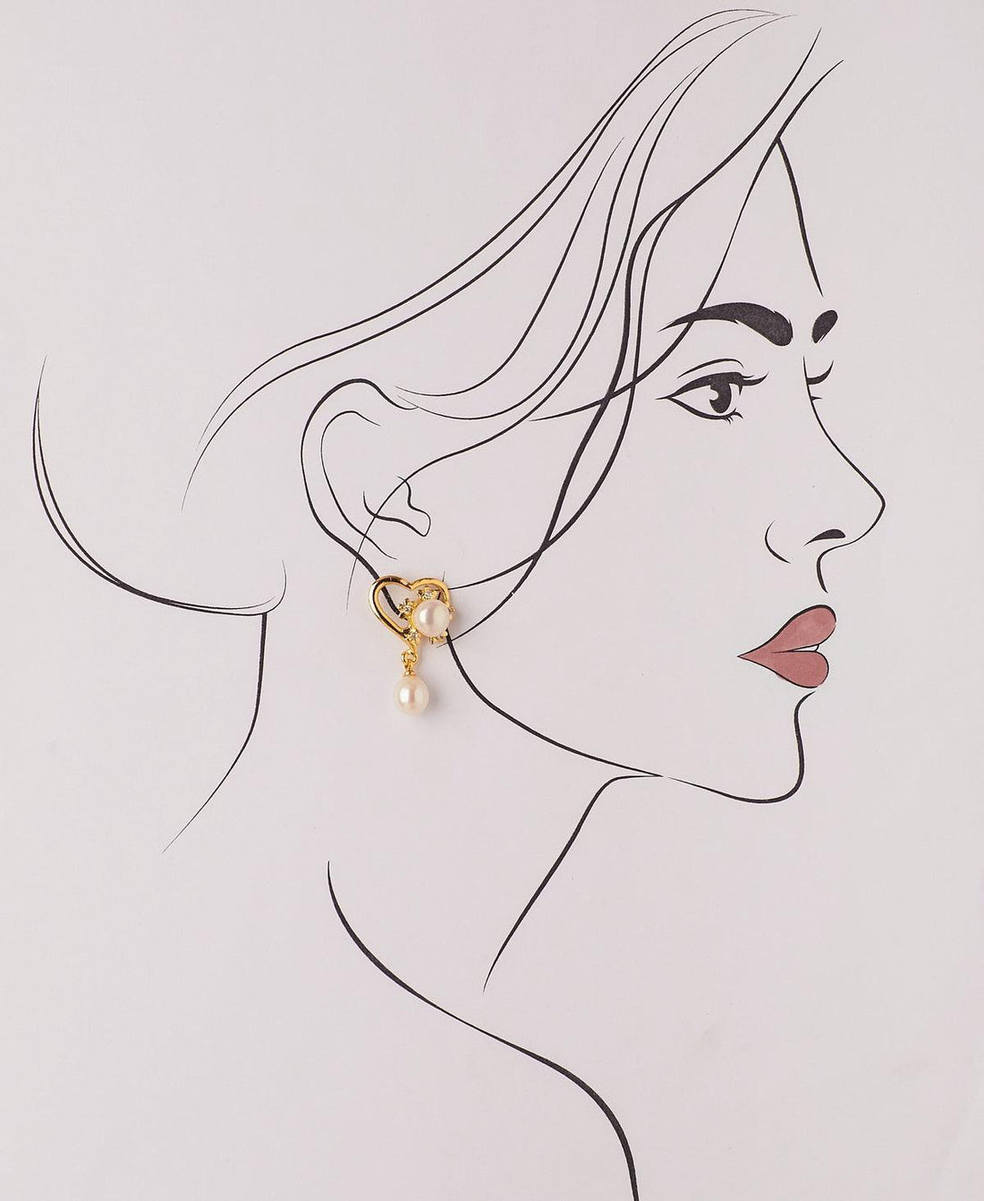 Delicate Heart Pearl Hanging Earring - Chandrani Pearls