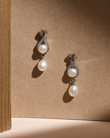 Delicate Snowflake Drop Pearl Earrings - Chandrani Pearls