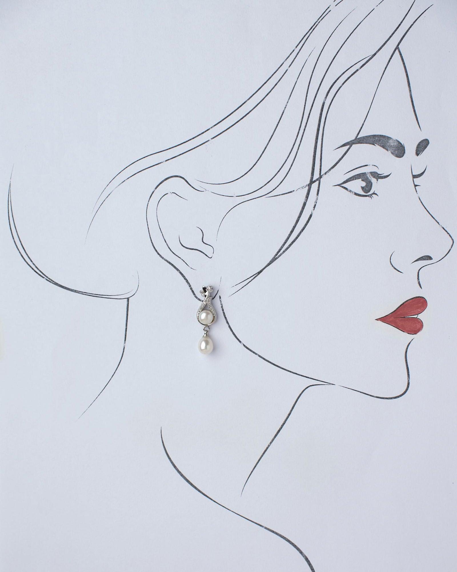 Delicate Snowflake Drop Pearl Earrings - Chandrani Pearls