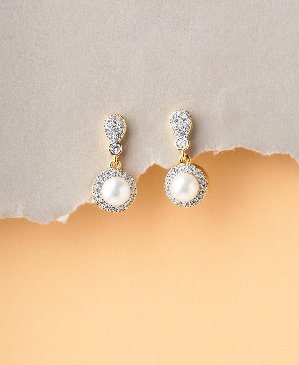 Delicate Stone Studded Earring - Chandrani Pearls