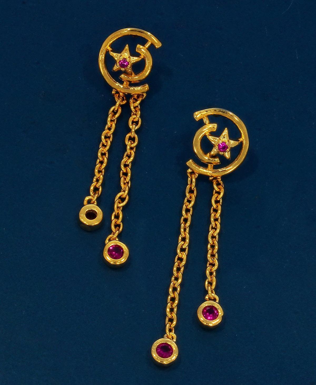 Delicate Stone Studded Hanging Earring - Chandrani Pearls