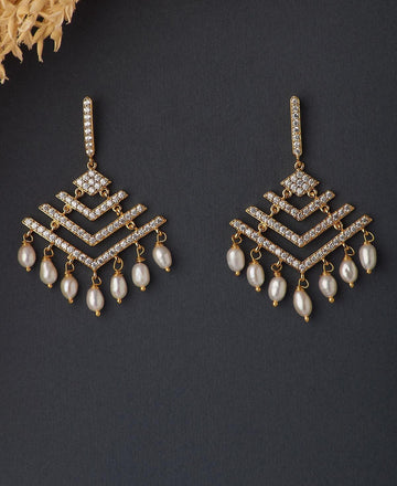 Delicate Stone Studded Hanging Earring - Chandrani Pearls