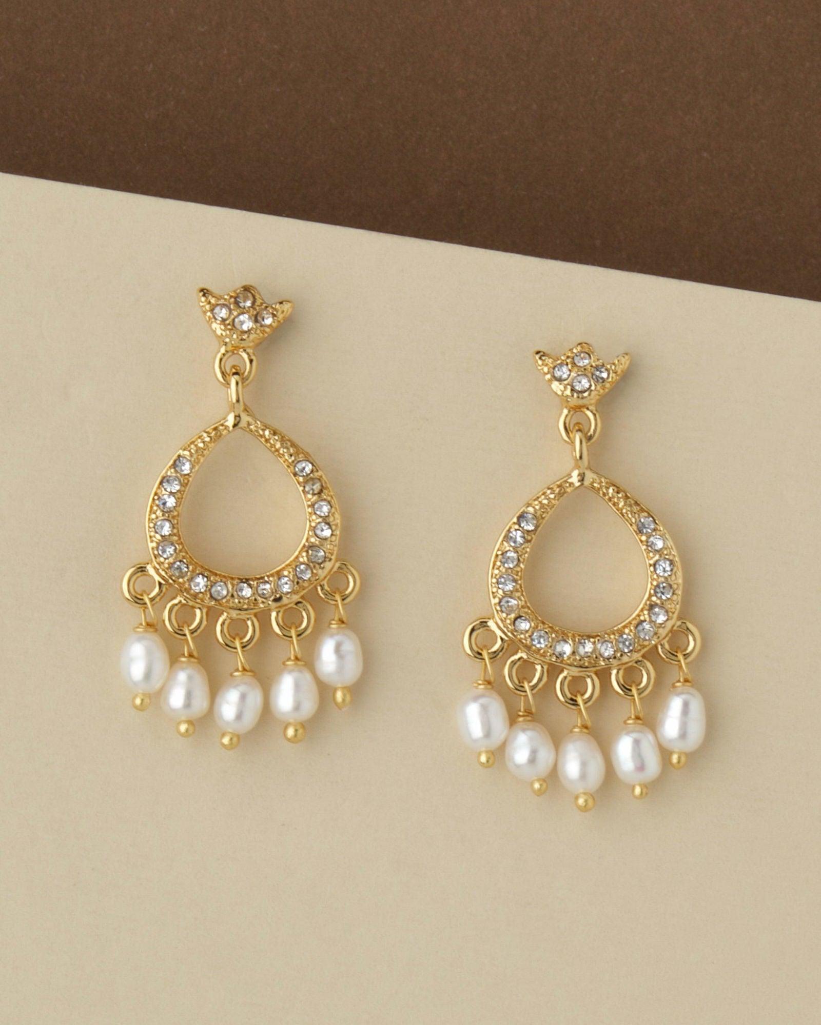 Delicate Stone Studded Jhumka - Chandrani Pearls