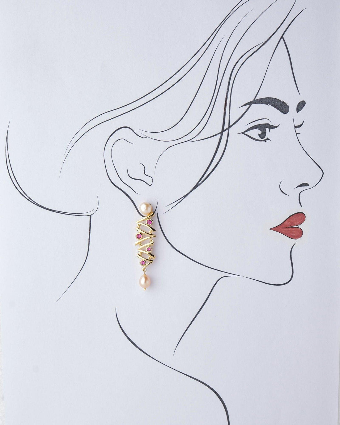 Delicate Stone Studded Pearl Earring - Chandrani Pearls