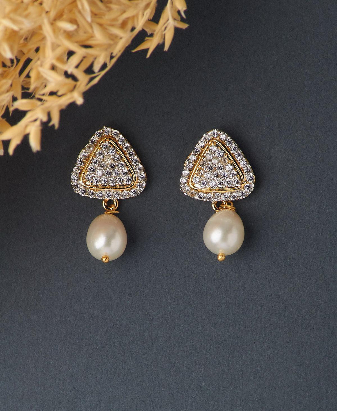 Delicate Stone Studded Pearl Earring - Chandrani Pearls