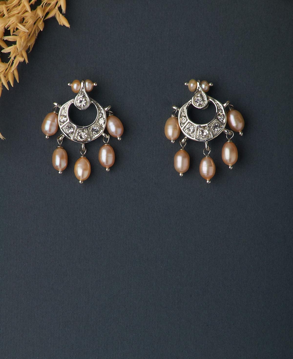 Delicate Stone Studded Pearl Earring - Chandrani Pearls
