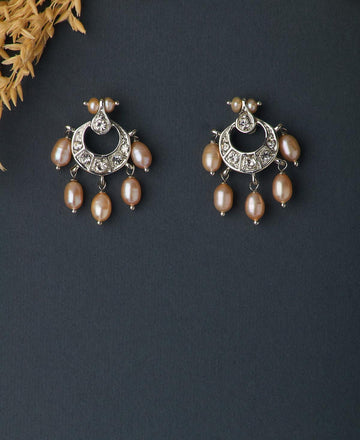 Delicate Stone Studded Pearl Earring - Chandrani Pearls