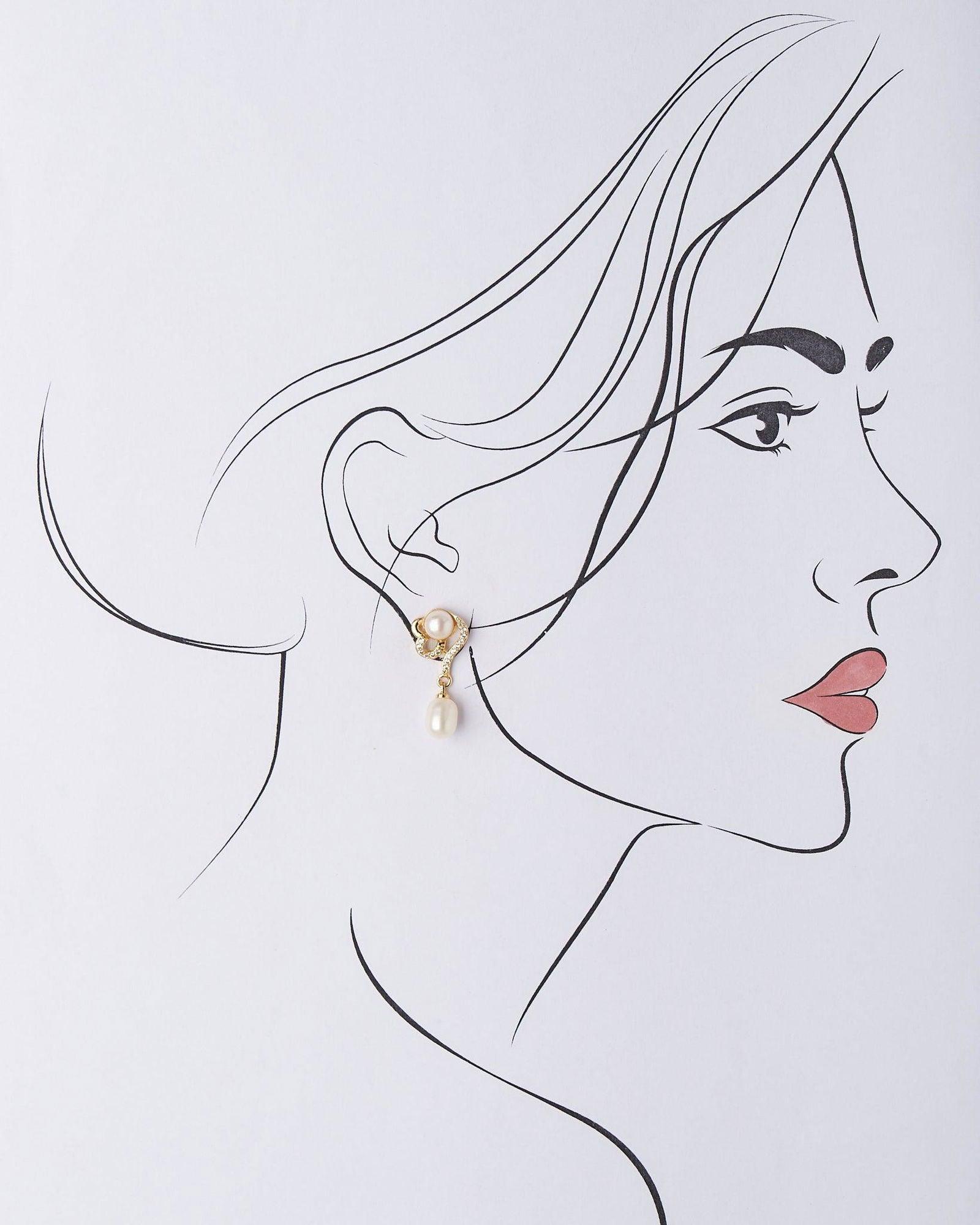 Delicate Stone Studded Pearl Earring - Chandrani Pearls