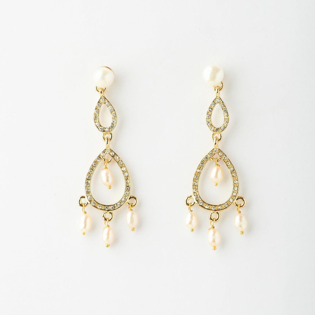 Delicate Stone Studded Pearl Hanging Earring - Chandrani Pearls