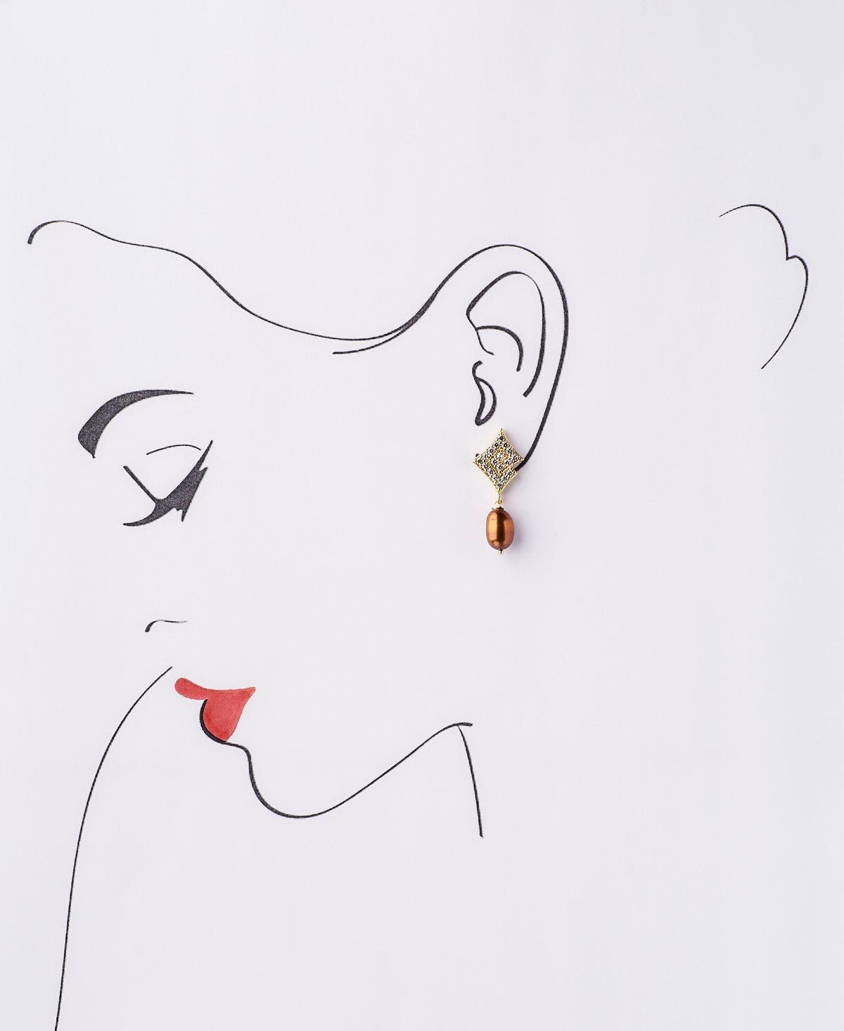 Delicate Stone Studded Pearl Hanging Earring - Chandrani Pearls