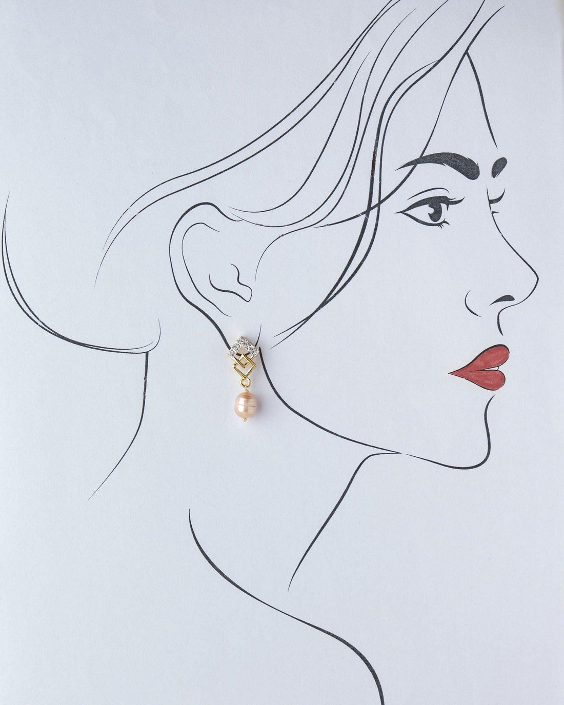 Delicate Stone Studded Pearl Hanging Earring - Chandrani Pearls
