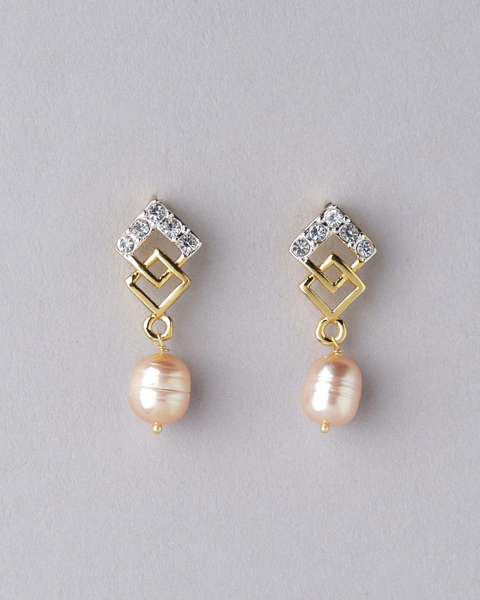 Delicate Stone Studded Pearl Hanging Earring - Chandrani Pearls