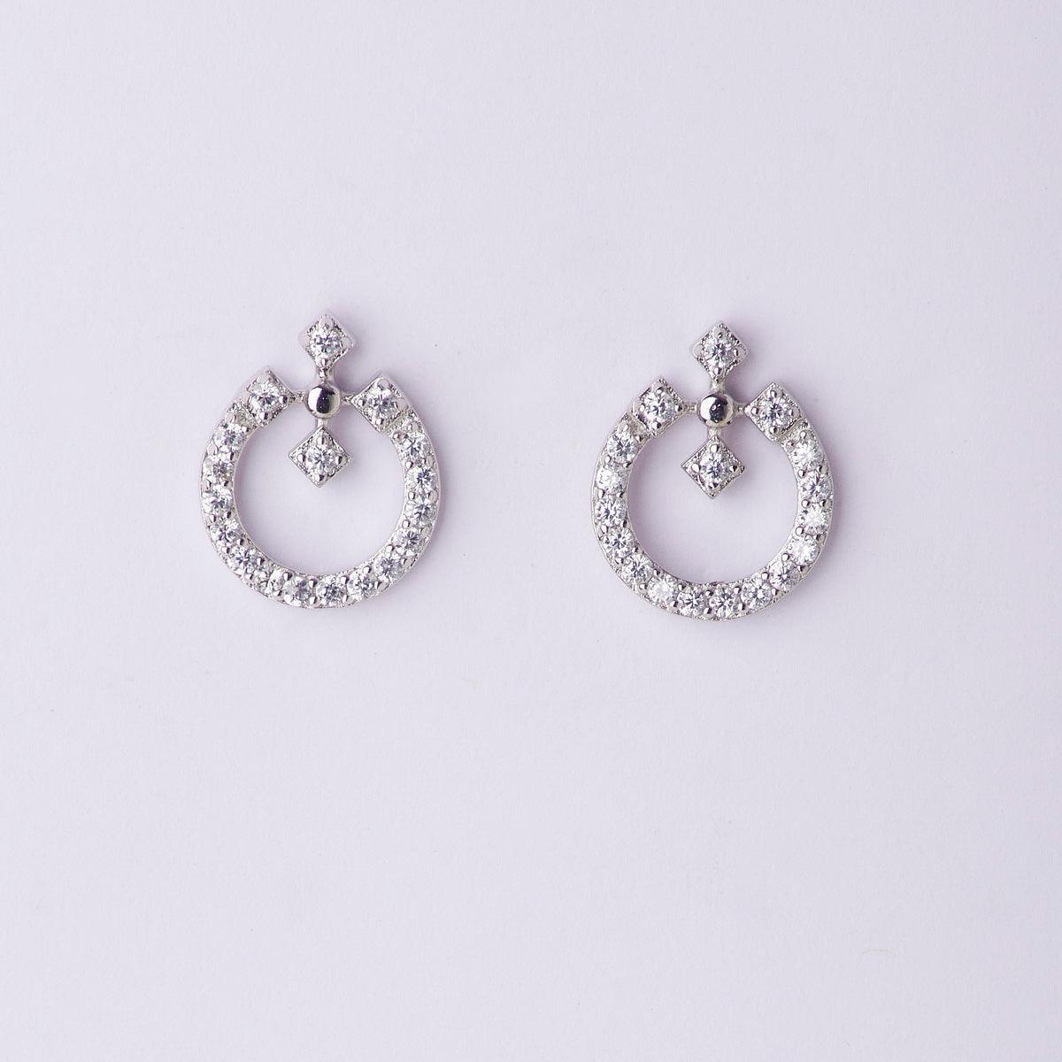 Delicate Stone Studded Silver Earring - Chandrani Pearls