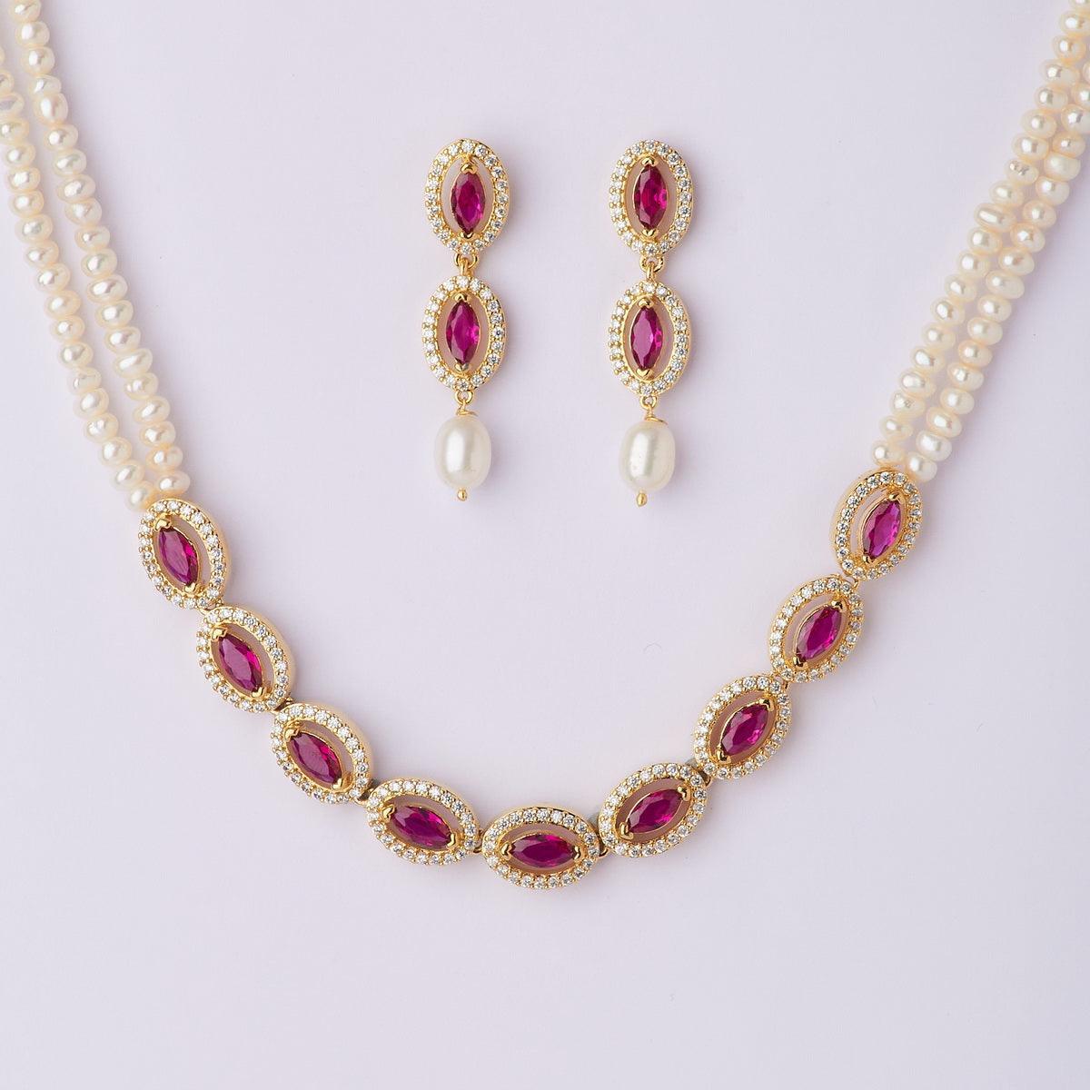 Delightful Real Pearl Necklace Set - Chandrani Pearls