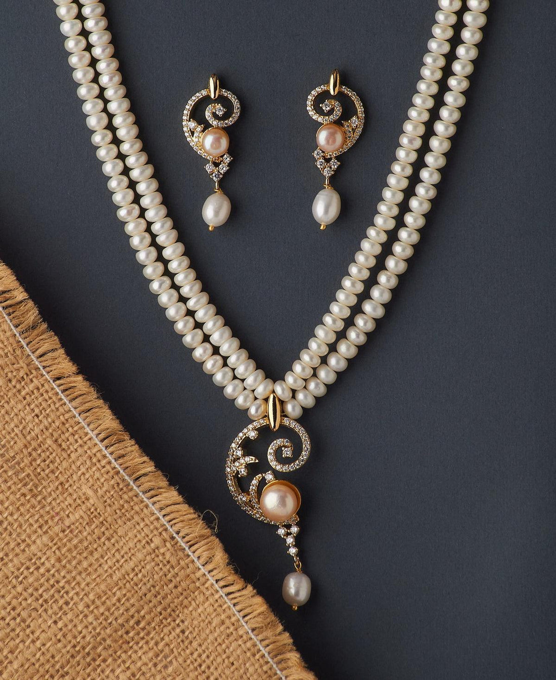 Delightful Real Pearl Necklace Set - Chandrani Pearls