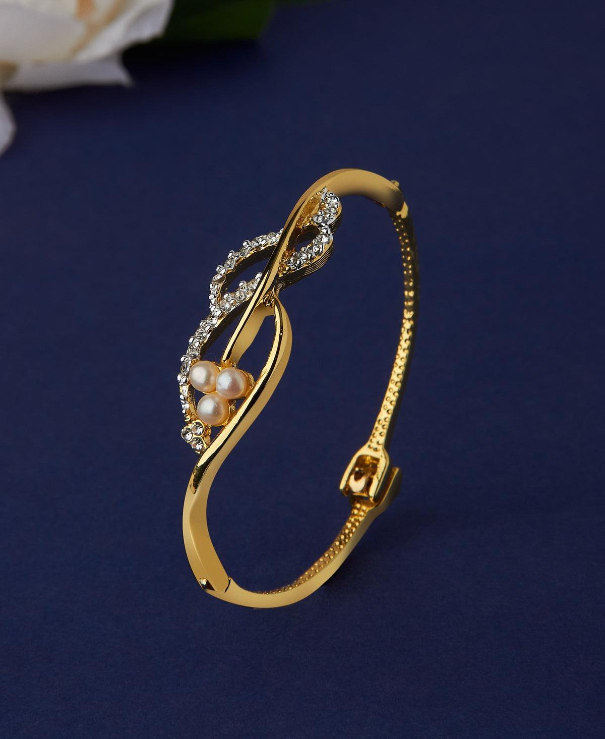 Delightful Stone & Pearl Studded Bangle - Chandrani Pearls