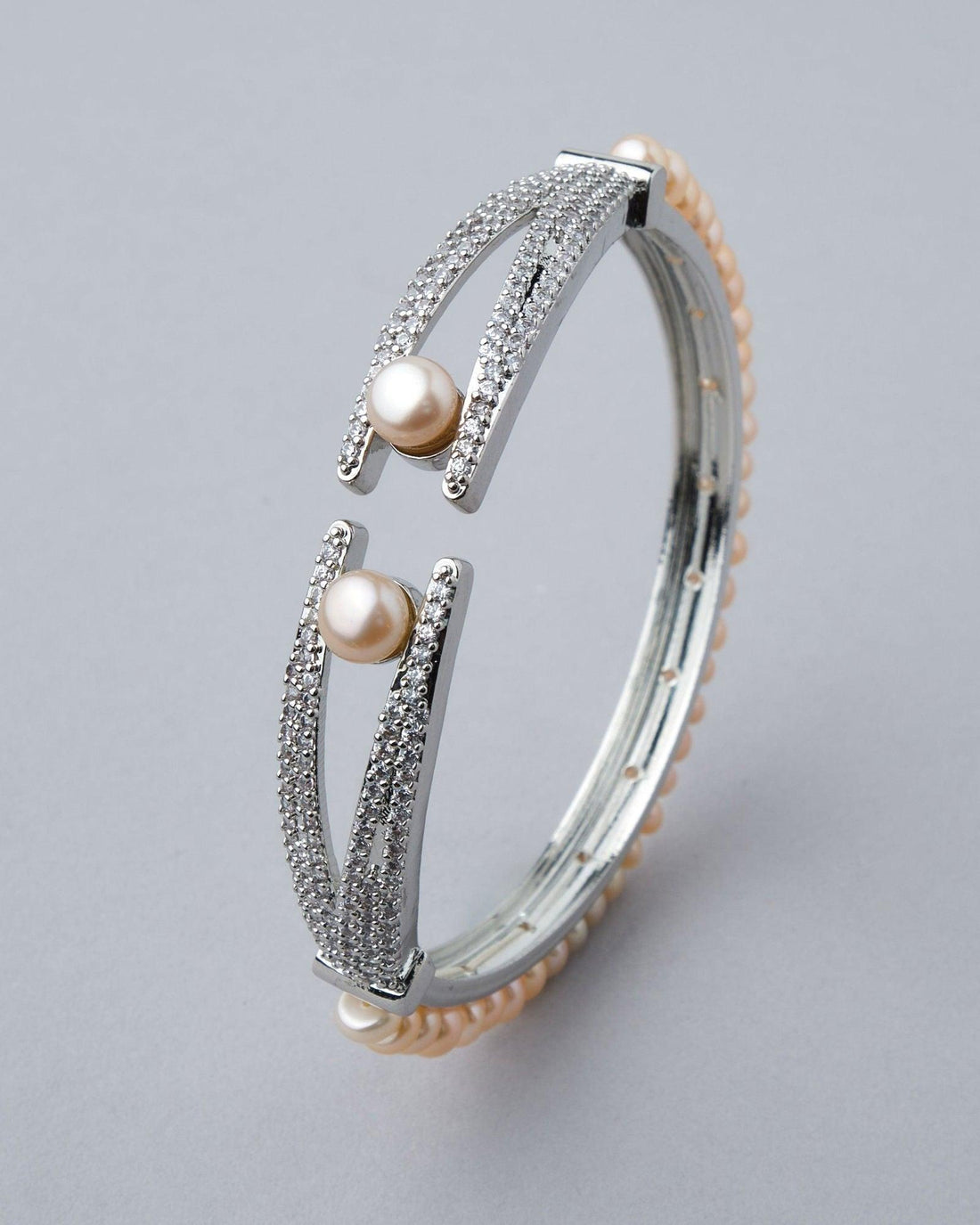 Delightful Stone Studded Pearl Bangle - Chandrani Pearls