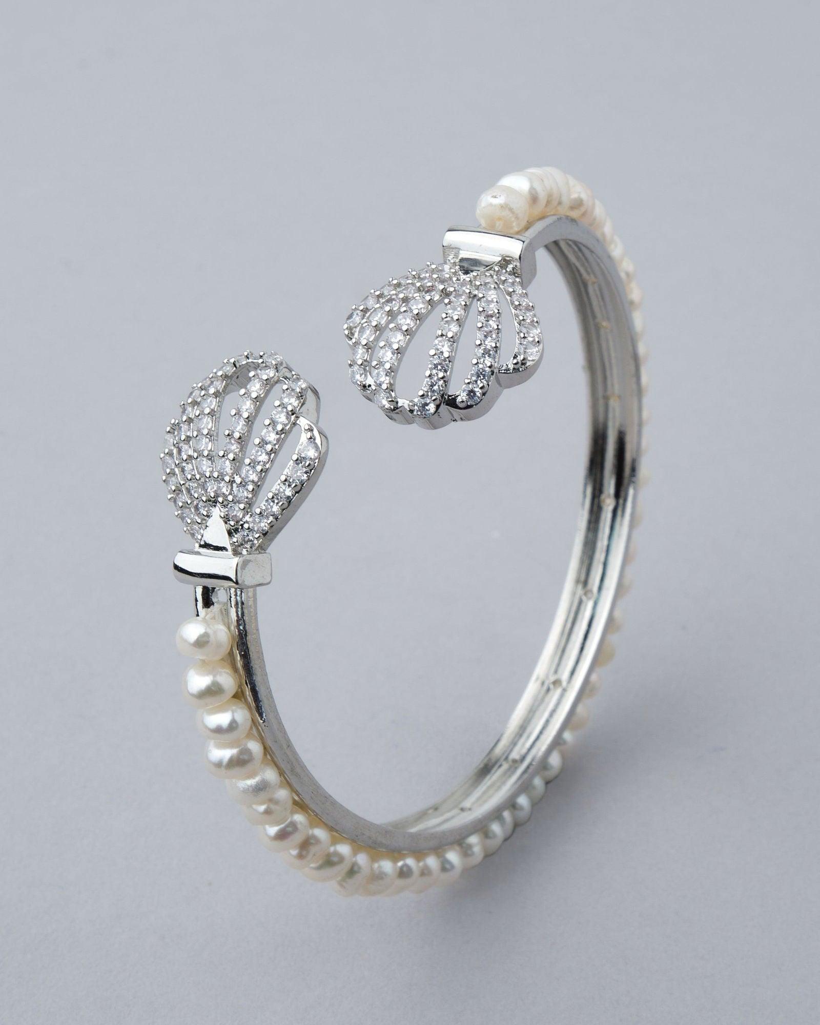 Delightful Stone Studded Pearl Bangle - Chandrani Pearls