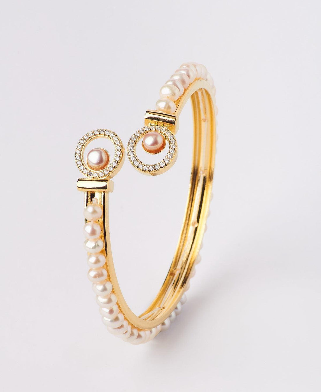 Delightful Stone Studded Real Pearl Bangle - Chandrani Pearls